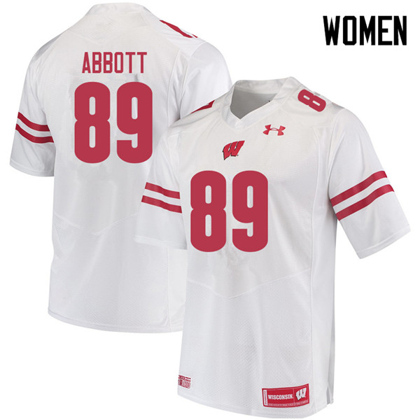 Wisconsin Badgers Women's #89 A.J. Abbott NCAA Under Armour Authentic White College Stitched Football Jersey LT40S23OU